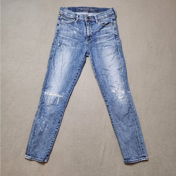 Citizens of Humanity Rocket Crop High Rise Skinny Jeans Distressed - Size 28 - Picture 2 of 16